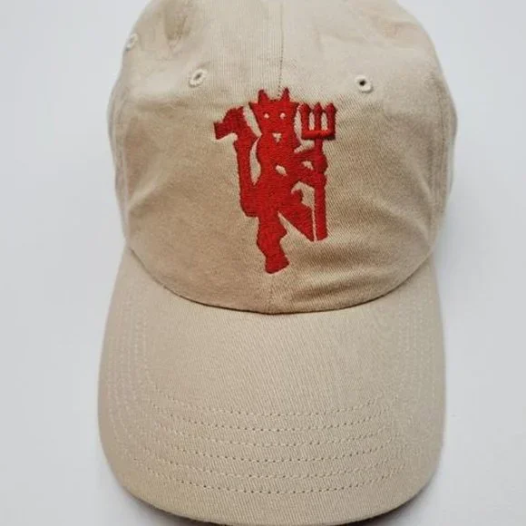 Manchester United Red Devil Relaxed Dad Cap Hat Tan Embroidered Man Utd Soccer Manchester United Red Devil Embroidered Five Panel Cap  main image 2